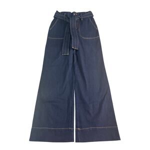 Roebuck & Co Paperbag Wide Leg Jeans Dark Wash Tie Waist Size 2